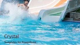  Presentation with hungry children poor - Presentation design consisting of enjoying in pool water slide background and a light blue colored foreground