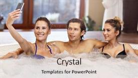  Presentation with marathon hd picture - Audience pleasing PPT theme consisting of enjoying jacuzzi in hotel spa backdrop and a soft green colored foreground