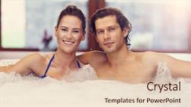 Presentation with catholic couple silhouette of young - PPT layouts featuring enjoying jacuzzi in hotel spa background and a lemonade colored foreground