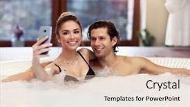  Presentation with catholic couple silhouette of young - Beautiful theme featuring enjoying jacuzzi in hotel spa backdrop and a coral colored foreground