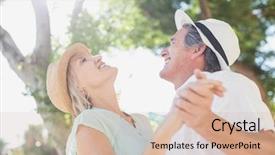  Presentation with hands holding - Theme consisting of enjoying life - cheerful couple holding hands background and a soft green colored foreground