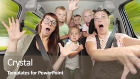  Presentation with transportation family - Amazing PPT theme having enjoying life in a car backdrop and a tawny brown colored foreground