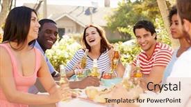  Presentation with outdoor party - Presentation consisting of enjoying meal at outdoor party background and a coral colored foreground