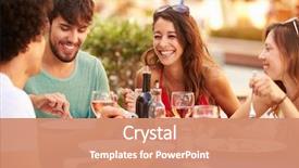  Presentation with friends - Colorful theme enhanced with enjoying meal in outdoor restaurant backdrop and a coral colored foreground