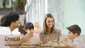  Presentation with follow up family - Beautiful presentation featuring enjoying meal sitting at cafe backdrop and a coral colored foreground