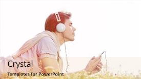  Presentation with music headphones - Amazing presentation design having enjoying music on mp3 player backdrop and a lemonade colored foreground