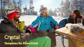  Presentation with ski - Audience pleasing slides consisting of enjoying on drink at ski backdrop and a tawny brown colored foreground