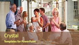  Presentation with outdoor party - Cool new slide deck with enjoying outdoor evening drinks party backdrop and a tawny brown colored foreground