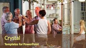  Presentation with outdoor party - Cool new theme with enjoying outdoor evening drinks party backdrop and a tawny brown colored foreground