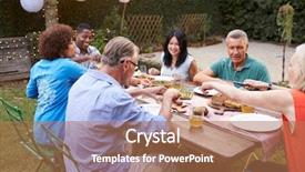  Presentation with group of 7 - Presentation theme with enjoying outdoor meal in backyard background and a  colored foreground