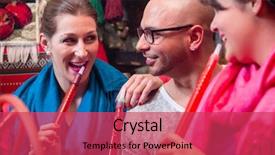  Presentation with shisha - Beautiful PPT theme featuring enjoying recreational shisha in hookah backdrop and a red colored foreground