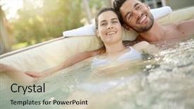  Presentation with hot tub - PPT theme enhanced with enjoying relaxing time in hot background and a soft green colored foreground
