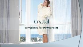  Presentation with sea - Colorful PPT theme enhanced with enjoying sea view in hotel backdrop and a sky blue colored foreground