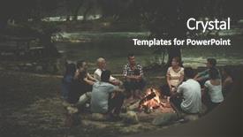  Presentation with campfire - PPT layouts with enjoying summer evening around campfire background and a dark gray colored foreground