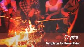  Presentation with campfire - Audience pleasing presentation consisting of enjoying summer evening around campfire backdrop and a tawny brown colored foreground