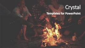  Presentation with campfire - Amazing PPT theme having enjoying summer evening around campfire backdrop and a dark gray colored foreground