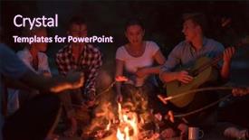  Presentation with relaxing - Audience pleasing PPT theme consisting of enjoying summer evening around campfire backdrop and a wine colored foreground
