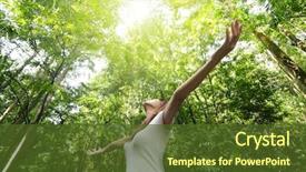  Presentation with green nature - Slides having enjoying the nature young woman background and a tawny brown colored foreground