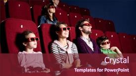  Presentation with children and time - PPT theme with enjoying time at the cinema background and a tawny brown colored foreground