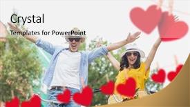  Presentation with married couple hearts - Colorful theme enhanced with enjoying together with red heart backdrop and a white colored foreground