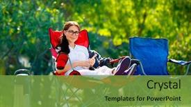  Presentation with farewell party time - Slides with enjoying vacation in the camp background and a seafoam green colored foreground