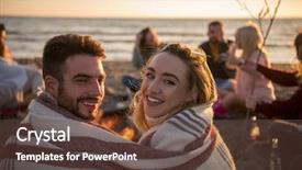  Presentation with campfire - Slides enhanced with enjoying with friends around campfire background and a tawny brown colored foreground