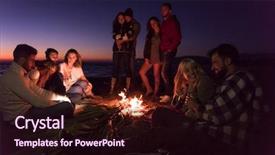  Presentation with campfire - Theme with enjoying with friends around campfire background and a wine colored foreground