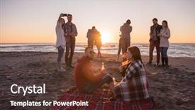  Presentation with campfire - Beautiful theme featuring enjoying with friends around campfire backdrop and a tawny brown colored foreground
