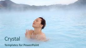  Presentation with hot spring - Theme enhanced with enjoys spa in geothermal hot background and a light blue colored foreground