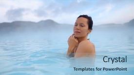  Presentation with hot spring - Colorful PPT theme enhanced with enjoys spa in geothermal hot backdrop and a light blue colored foreground