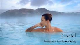  Presentation with hot spring - PPT theme featuring enjoys spa in geothermal hot background and a light blue colored foreground