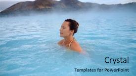  Presentation with hot spring - Audience pleasing slide deck consisting of enjoys spa in geothermal hot backdrop and a light blue colored foreground