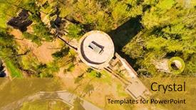  Presentation with gothic castle - Colorful slide set enhanced with enlargement - aerial view of zebrak castle backdrop and a gold colored foreground