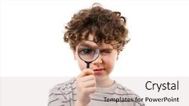  Presentation with looking glass - Slide deck with enlargement - boy looking through magnifying glass background and a lemonade colored foreground