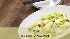  Presentation with stem - Beautiful presentation theme featuring enlargement - stir fried jiao bai enlarged backdrop and a  colored foreground