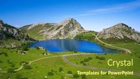  Presentation with lake - Cool new slide set with enol-lake-at-picos-de backdrop and a tawny brown colored foreground