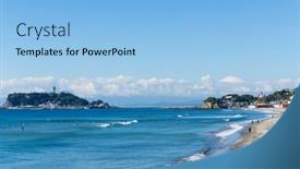  Presentation with city - Amazing presentation having enoshima-beach-in-kamakura-city backdrop and a light blue colored foreground