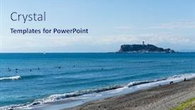  Presentation with yacht - Theme featuring enoshima-yacht-harbor-in-kamakura background and a light blue colored foreground