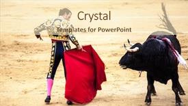  Presentation with cyber attacks - PPT layouts with enraged bull attacks the bullfighter background and a cream colored foreground