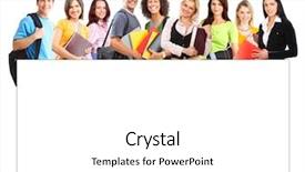  Presentation with students - Audience pleasing theme consisting of enrollment schools - large group of smiling students backdrop and a white colored foreground