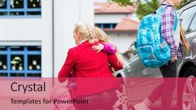  Presentation with mother and child health care - Colorful presentation theme enhanced with enrollment schools - mother hugging child after bringing backdrop and a  colored foreground