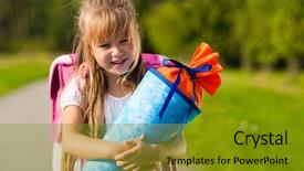  Presentation with first - Presentation having enrollment schools - proud kid having first day background and a gold colored foreground