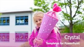  Presentation with school annual day - Audience pleasing PPT layouts consisting of enrollment schools - student at first day backdrop and a  colored foreground