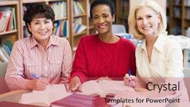  Presentation with library - Amazing presentation design having enseignement superieur - mature students studying in library backdrop and a red colored foreground