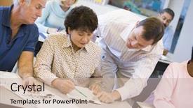  Presentation with class - Presentation enhanced with enseignement superieur - teacher assisting mature student background and a soft green colored foreground