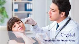  Presentation with ear medical - Slide set enhanced with ent - doctor checking patients ear background and a sky blue colored foreground