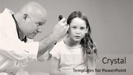  Presentation with physician - Slide deck consisting of ent doctor - young girl getting ear examined background and a light gray colored foreground
