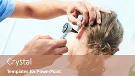  Presentation with medical ent - Beautiful presentation design featuring ent-medical-examination backdrop and a coral colored foreground