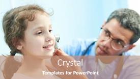  Presentation with medical ent - Beautiful presentation theme featuring ent-medical-examination backdrop and a coral colored foreground