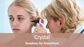  Presentation with ent - Amazing PPT layouts having ent physician looking into patient' backdrop and a coral colored foreground